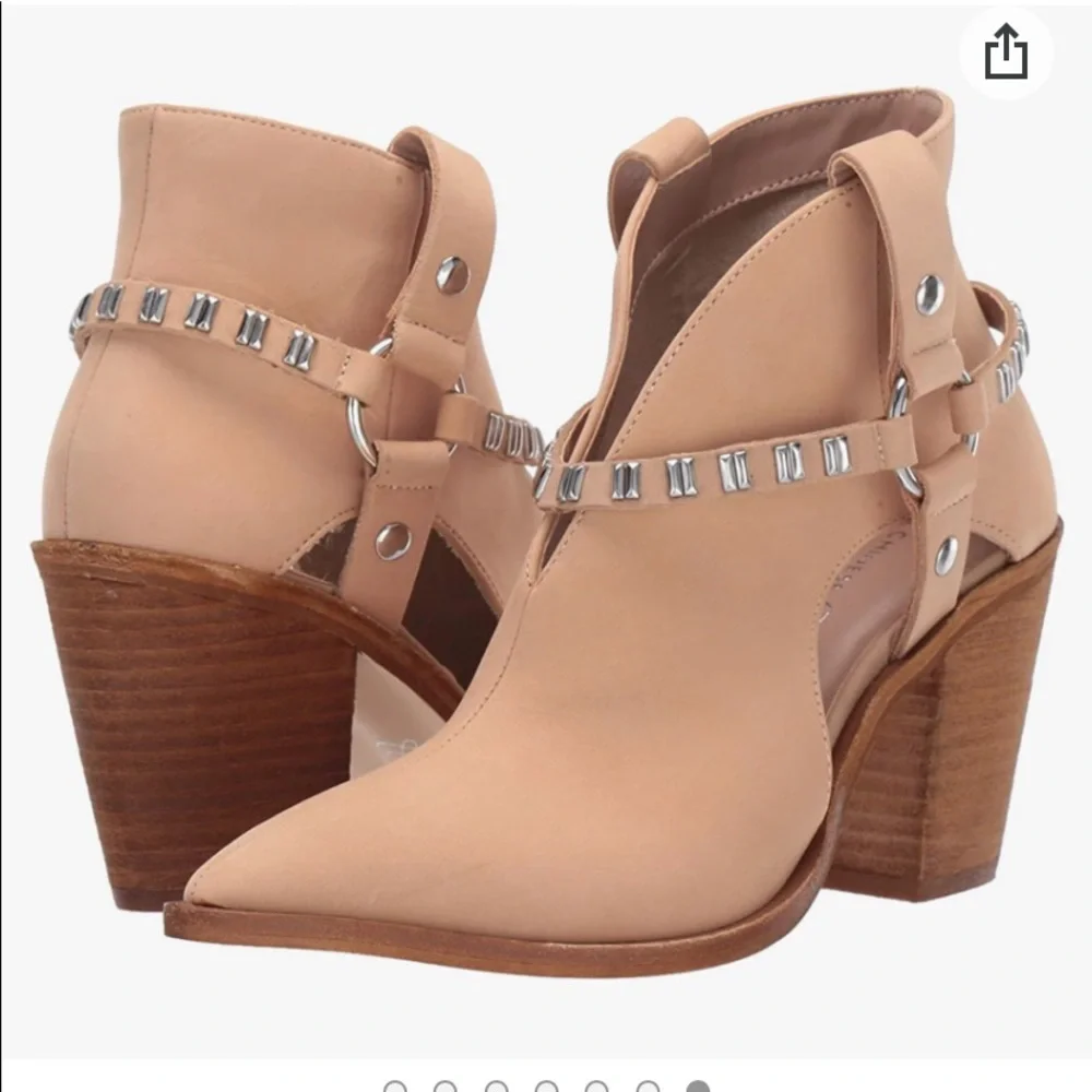 Chinese Laundry Tan Cutout Ankle Boot with Studded Strap